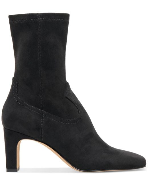 Dolce Vita Black Roan Square-toe Pull-on Stretch Dress Booties