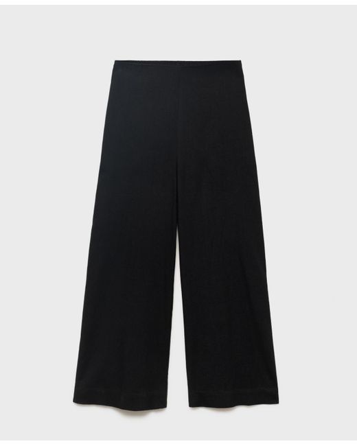 Mango Black Cropped Linen-blend Pants