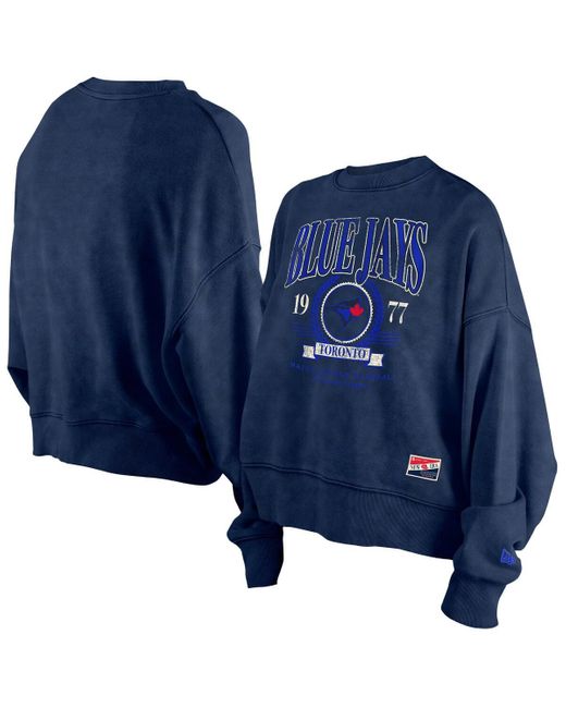 KTZ Toronto Blue Jays City Connect Throwback Enzyme Wash Boxy Cropped Sweatshirt