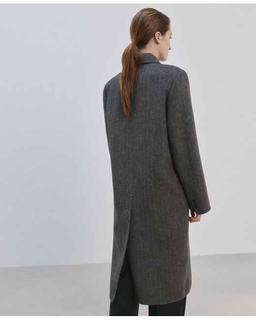 Mango Gray Double-breasted Wool Coat