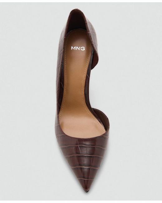 Mango Brown Croc-effect Heeled Shoes
