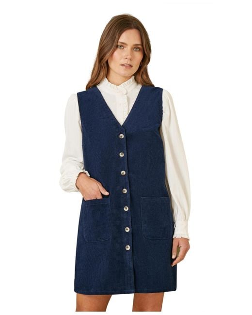 blue cord pinafore dress Chic Brown Corduroy Pinafore Dress for Women with Convenient Pockets   Canary Houze