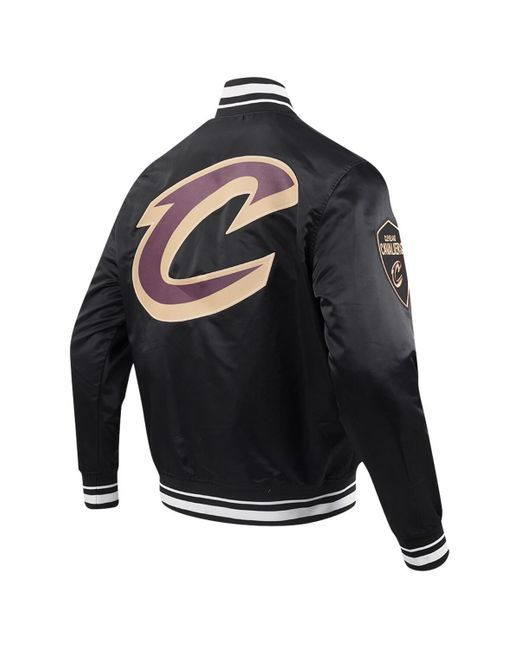 Pro Standard Black Cleveland Cavaliers Script Tail Full-snap Satin Varsity Jacket for men