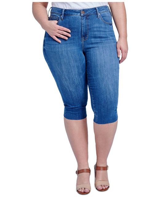 Seven7 Denim Jeans Trendy Plus Size The Breezy Slim Crop Jeans in Blue -  Lyst