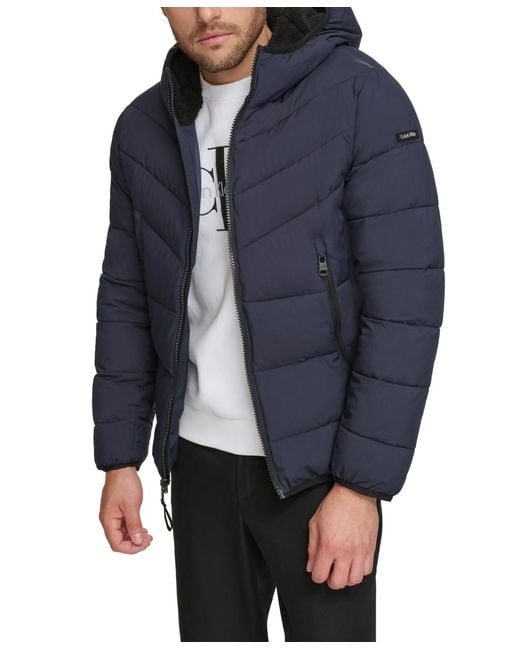 Calvin Klein Blue Insulated Polyester Puffer Jacket for men