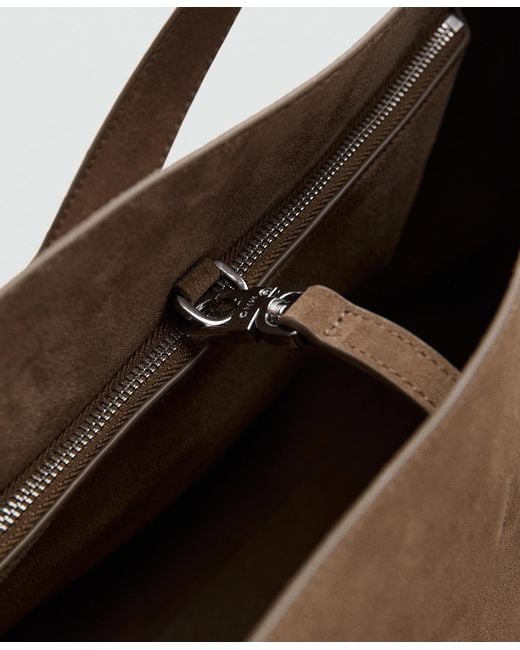 Mango Brown Suede Leather Shopper Bag