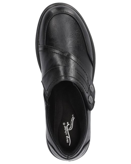 Easy Street Black Joy Comfort Hook And Loop Flats