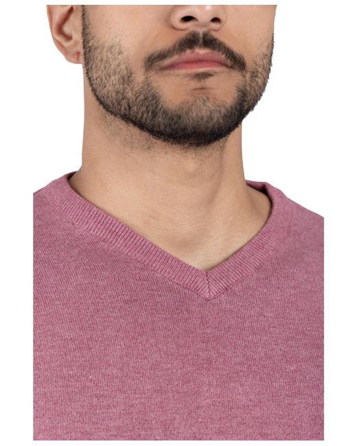 Xray Jeans Purple X-ray Basic V-neck Pullover Midweight Sweater for men