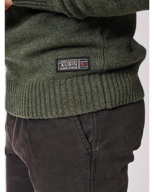 aubi Green Pelham Zip Neck Sweater for men