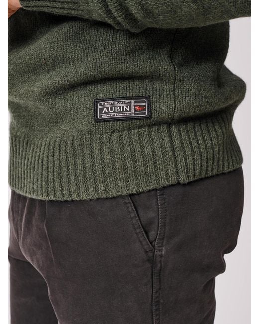 aubi Green Pelham Zip Neck Sweater for men
