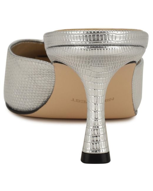 Nine West White Camenla Snip Toe Kitten Heel Mules