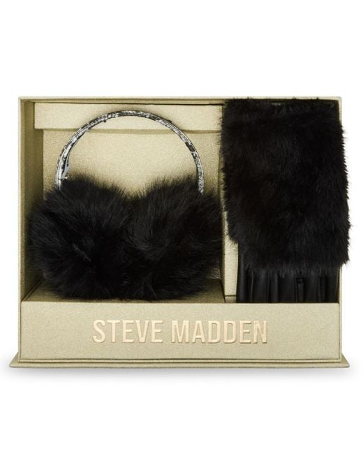 Steve Madden Black 2-piece Snake Band Earmuff And Gloves Gift Set