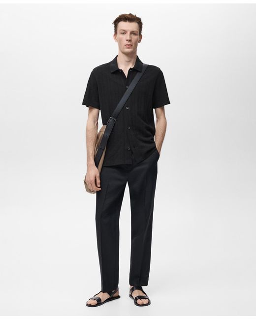 Mango Black Structured Knitted Shirt for men