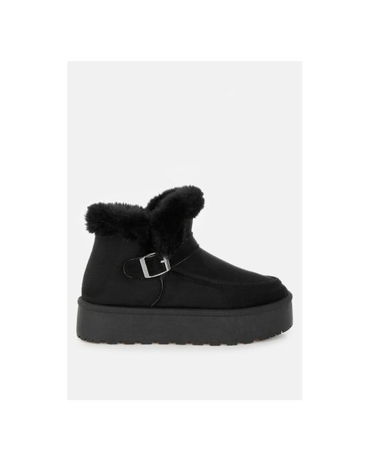 LONDON RAG Black Linka Pin Buckle Detail Snow Boots
