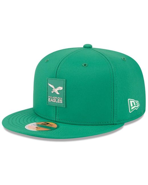 KTZ Green Philadelphia Eagles 2025 Sideline Throwback 59fifty Fitted Hat for men