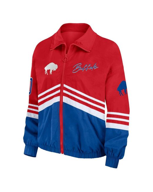 WEAR by Erin Andrews Red Distressed Buffalo Bills Vintage-like Throwback Windbreaker Full-zip Jacket