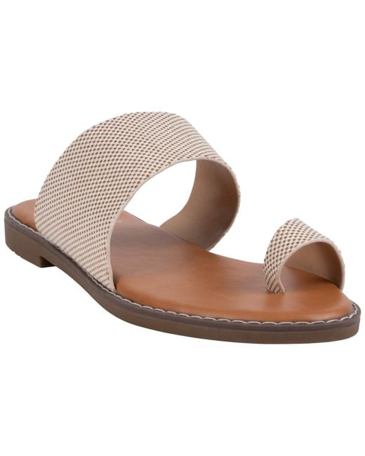 Gc Shoes White Florence Toe Loop Flat Sandals