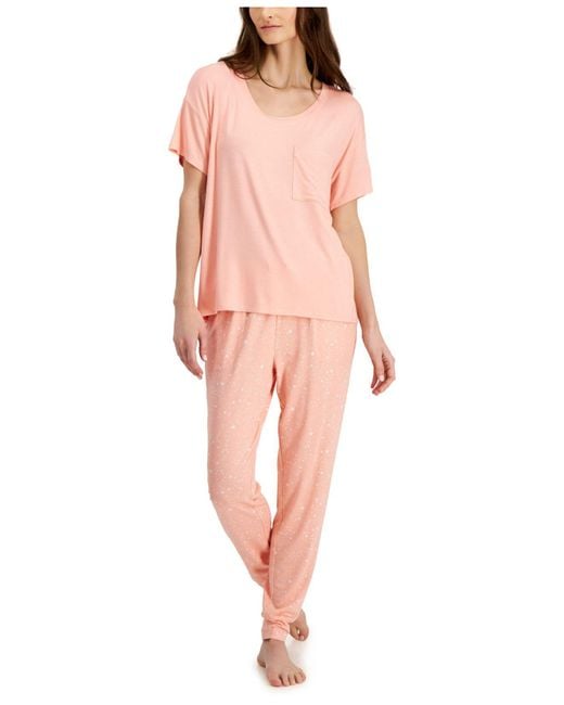Alfani Super Soft Scoop-neck Pajama Top & Jogger, Created For Macy's in  Pink