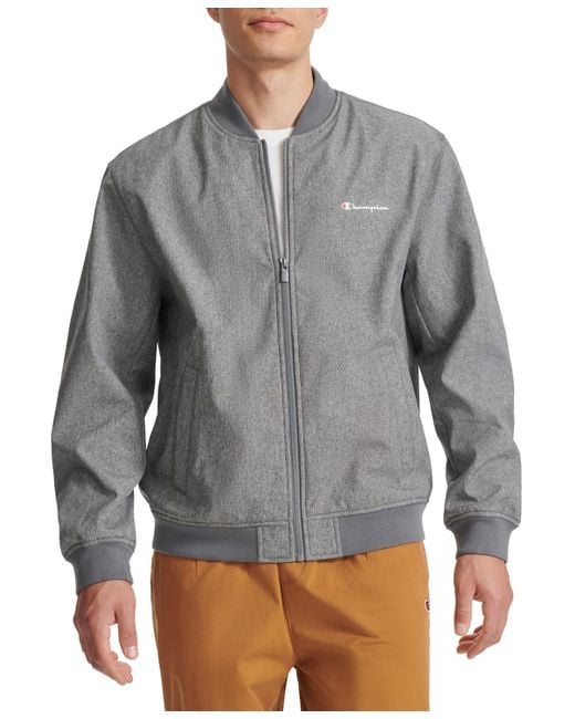 Champion Gray Logo Varsity Bomber Jacket for men