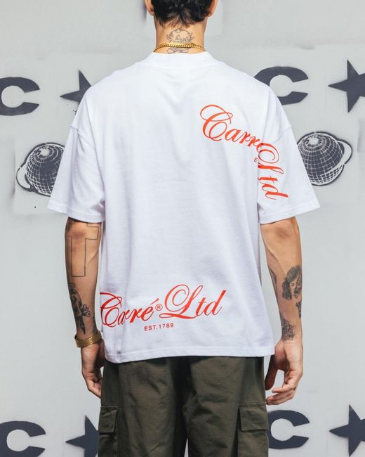 carre White Side Script Oversized T-shirt for men