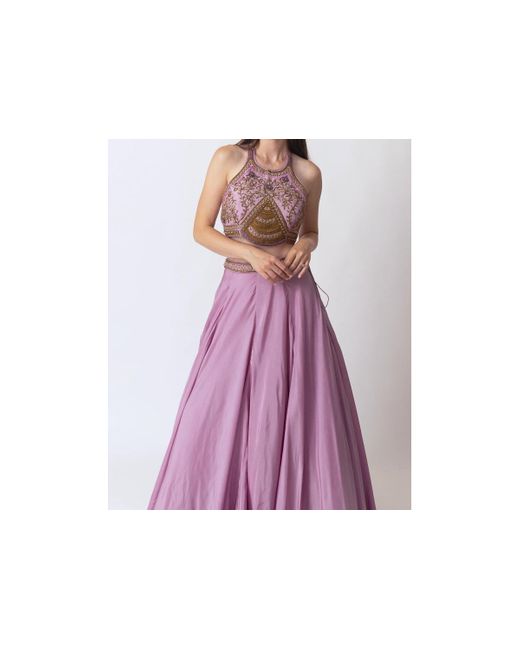 Ras Purple Pink Crop Top And Skirt Set