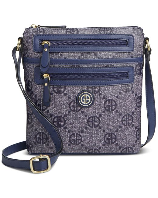 Giani Bernini Blue Monogram Signature North South Crossbody