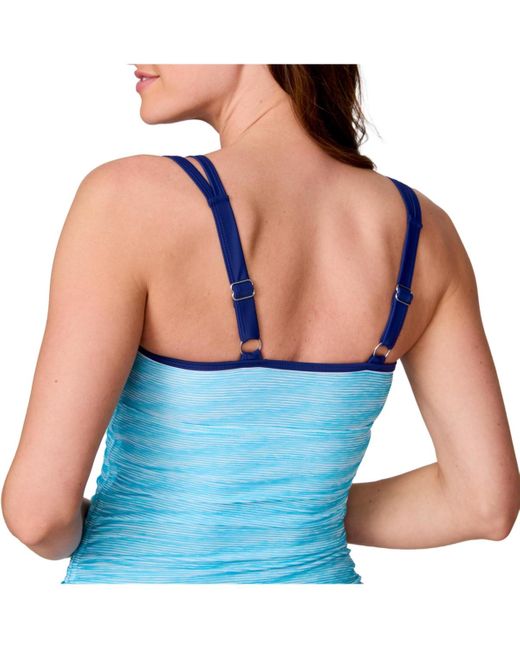 Free Country Blue Double Strap Tankini Top