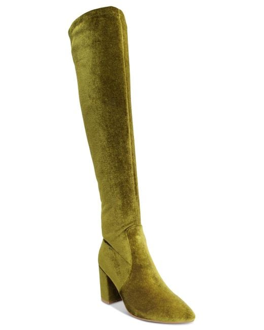 SMASH Shoes Green Malia Wide Calf Block Heel Over-the-knee Boots
