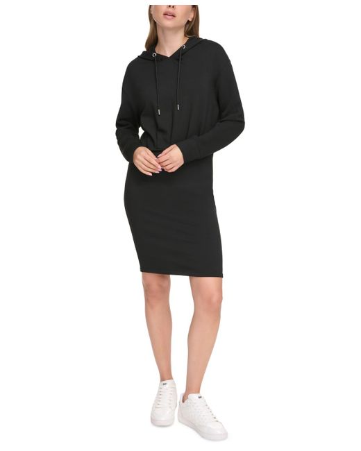 DKNY Black Sport Long-sleeve Hoodie Dress