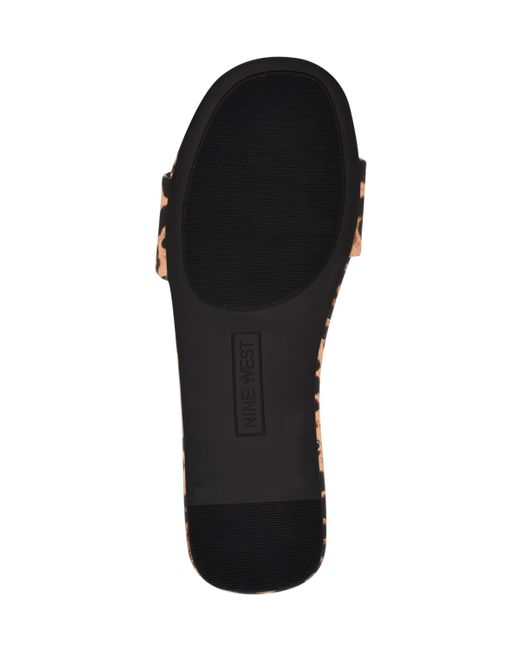 Nine West Brown Lolipop Flat Slide Sandals