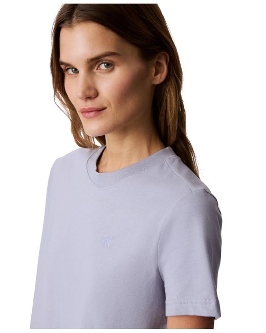 Calvin Klein Blue Archive Logo Cotton Crewneck T-shirt