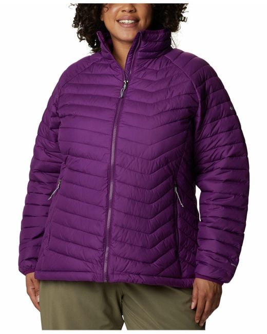 Columbia Synthetic Plus Size Powder Lite Quilted Puffer Jacket in Plum ...