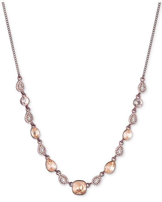 givenchy Dark Pink Brown Gold tone Silk Cushion cut Frontal Necklace
