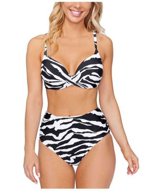Island Escape Black Gemini Underwire Bikini Top & Cabana High-waist Bikini Bottoms, Created For Macy's