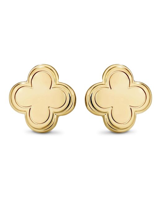 DEVATA Metallic Contour-lined Clover Stud Earrings