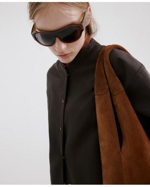 Mango Brown Lyocell Bomber Jacket