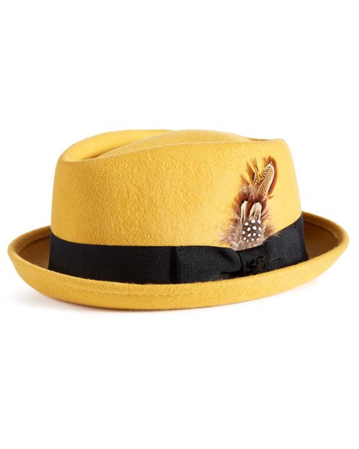 Stacy Adams Yellow Diamond-crown Wool Pork Pie Hat for men