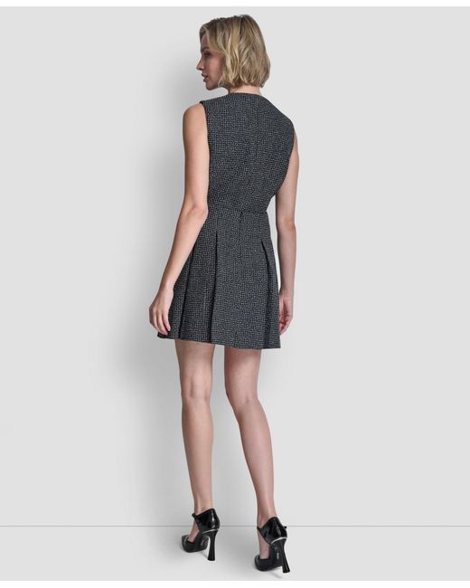 DKNY Black Pleated Zippered Mini Skirt