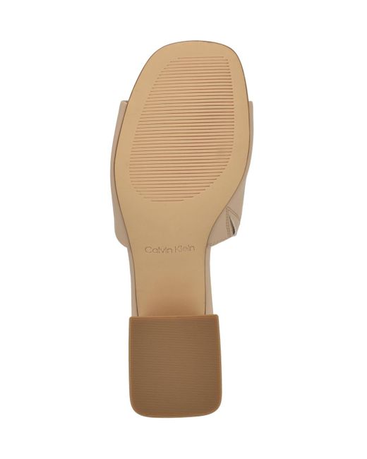 Calvin Klein Brown Rowena Block Heel Slip-on Sandals