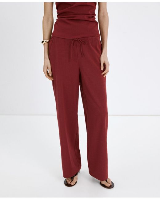 Mango Red Bow Straight Pants