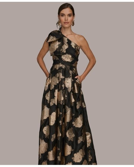 Donna Karan Multicolor One Shoulder Print Ball Gown