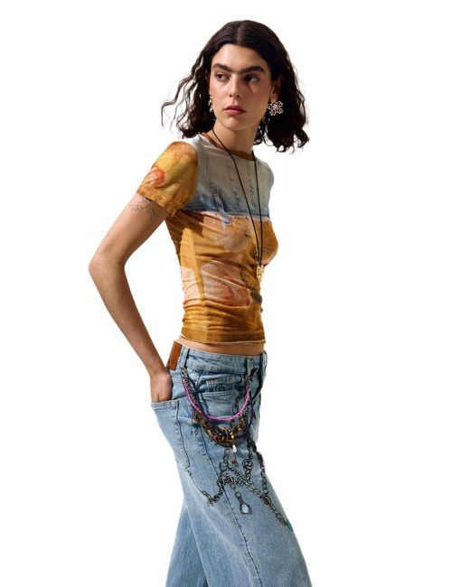 Desigual Blue Patchwork T-shirt