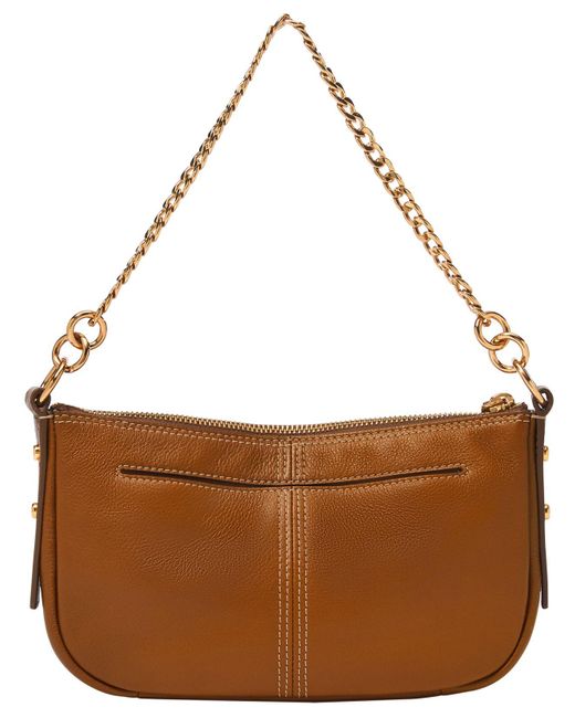 Fossil Jolie Convertible Leather Patchwork Baguette Bag in Brown Lyst