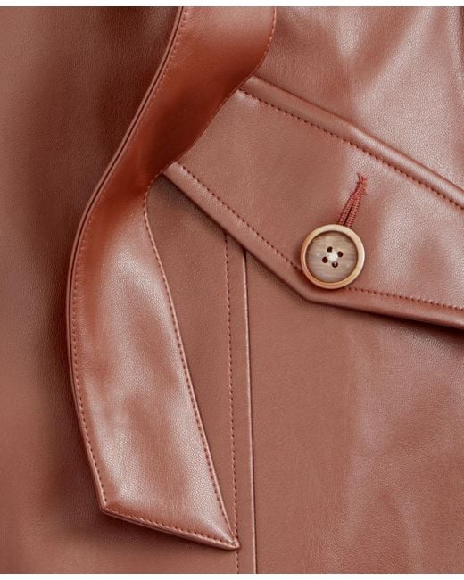 INC International Concepts Red Faux-leather Trench Coat