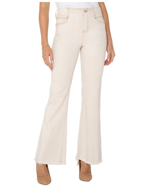 Liverpool Los Angeles Natural Gia Glider Mid-rise Flare Fray-hem Jeans