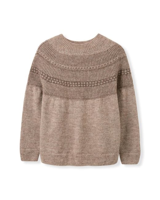 Celtic & Co. Brown British Wool Yoke Pattern Sweater