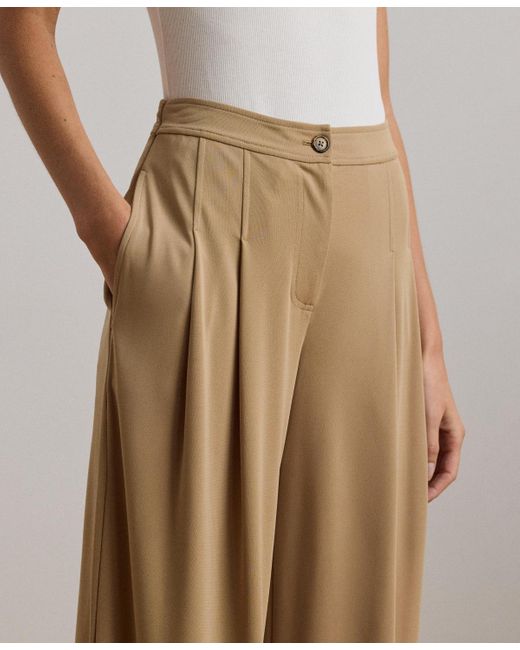 Ralph Lauren Natural Plus Size Stretch Jersey Wide-leg Pants