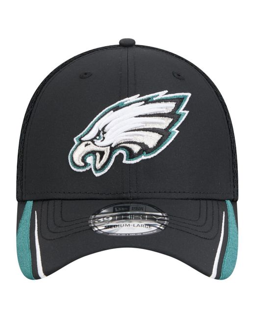KTZ Blue Philadelphia Eagles Game Day Linear 39thirty Flex Hat for men