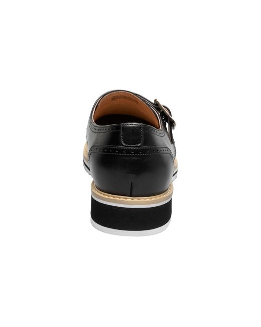 Stacy Adams Black Bartram Plain Toe Monk Strap Shoe for men