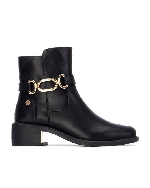 Xti Black Block Heel Booties By